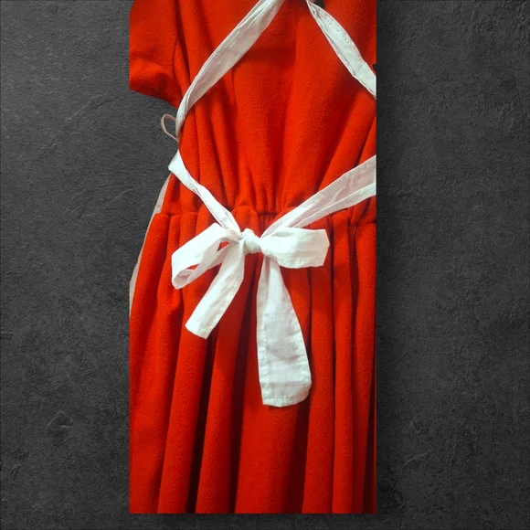 Vintage 1960s 1970s 3 pieces Red Mrs. Clause Christmas Hostess Maxi Dress M/L - Picture 9 of 11